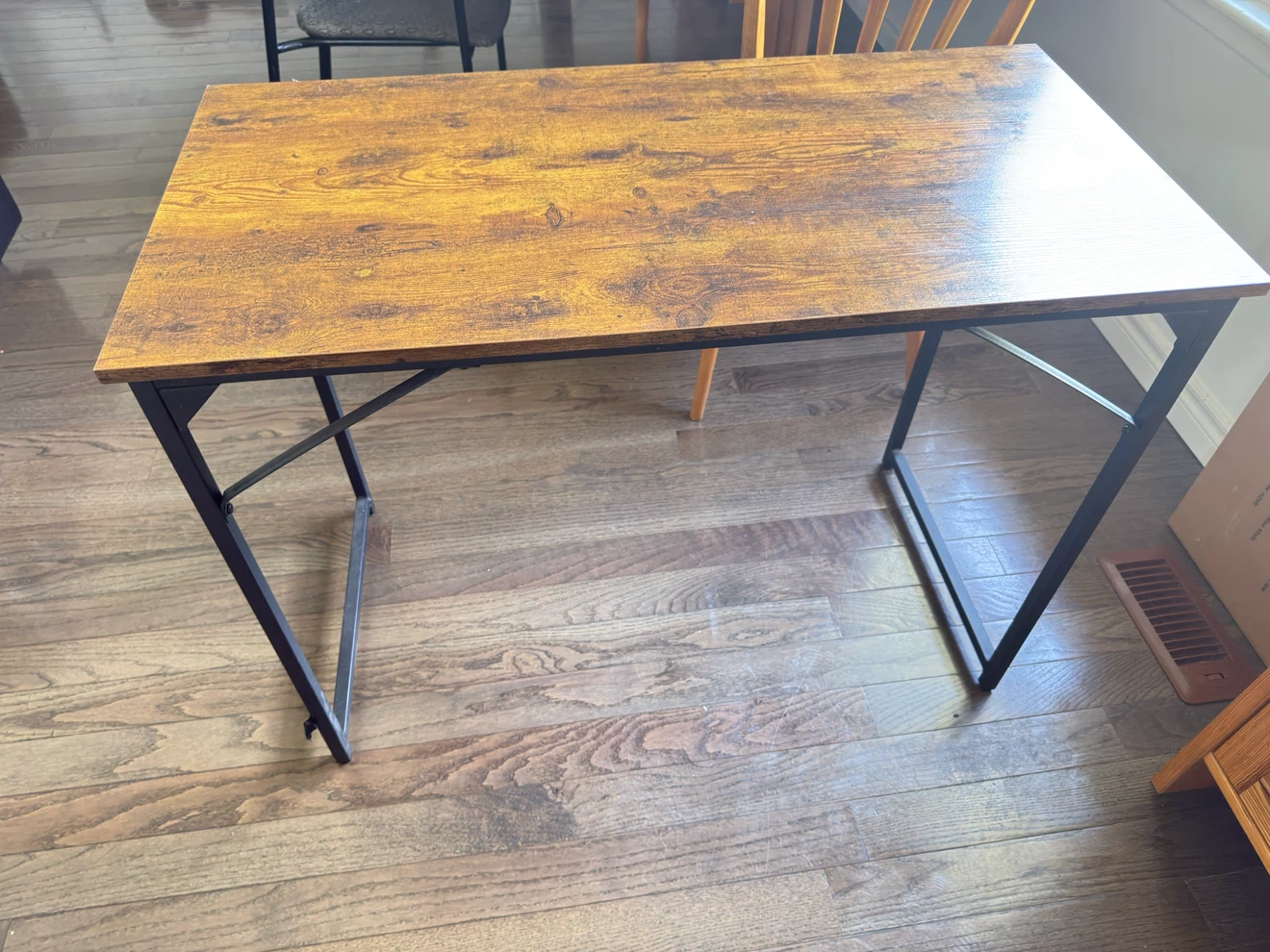Rustic Wood Desk with Black Metal Frame