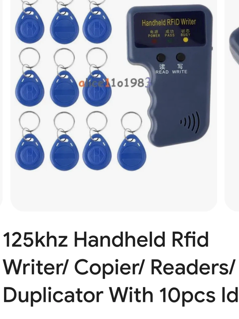 125kHz Handheld RFID Copier with 10 Tags - photo 2