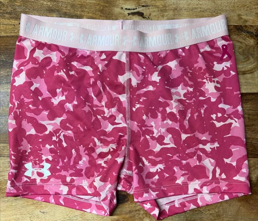 🏈 Under Armour HeatGear Pink Camo Shorts Size YLG