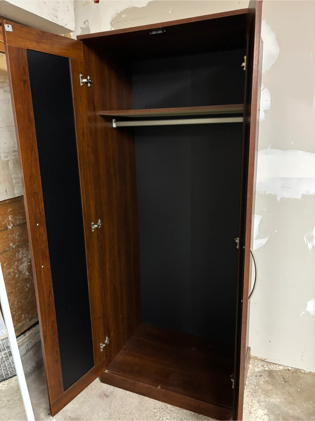 Dark Wood Mirrored Wardrobe - photo 2