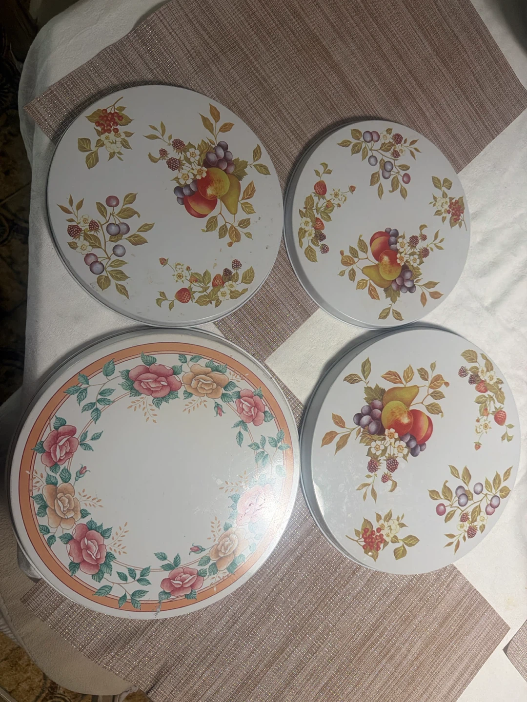 Vintage Fruit & Floral Metal Stove Element Covers