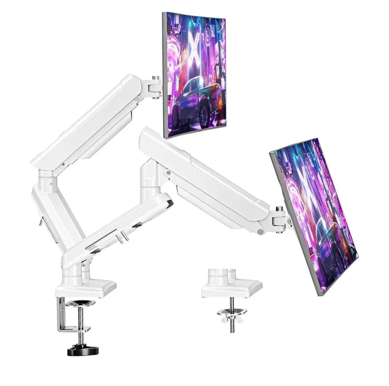 Dual Monitor Desk Mount Arm - White