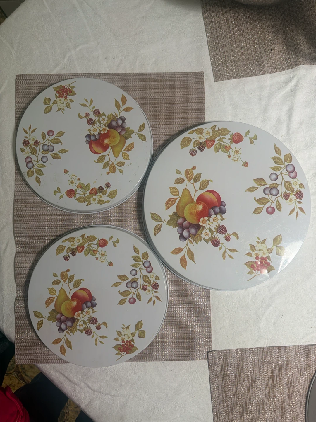 Vintage Fruit & Floral Metal Stove Element Covers - photo 3