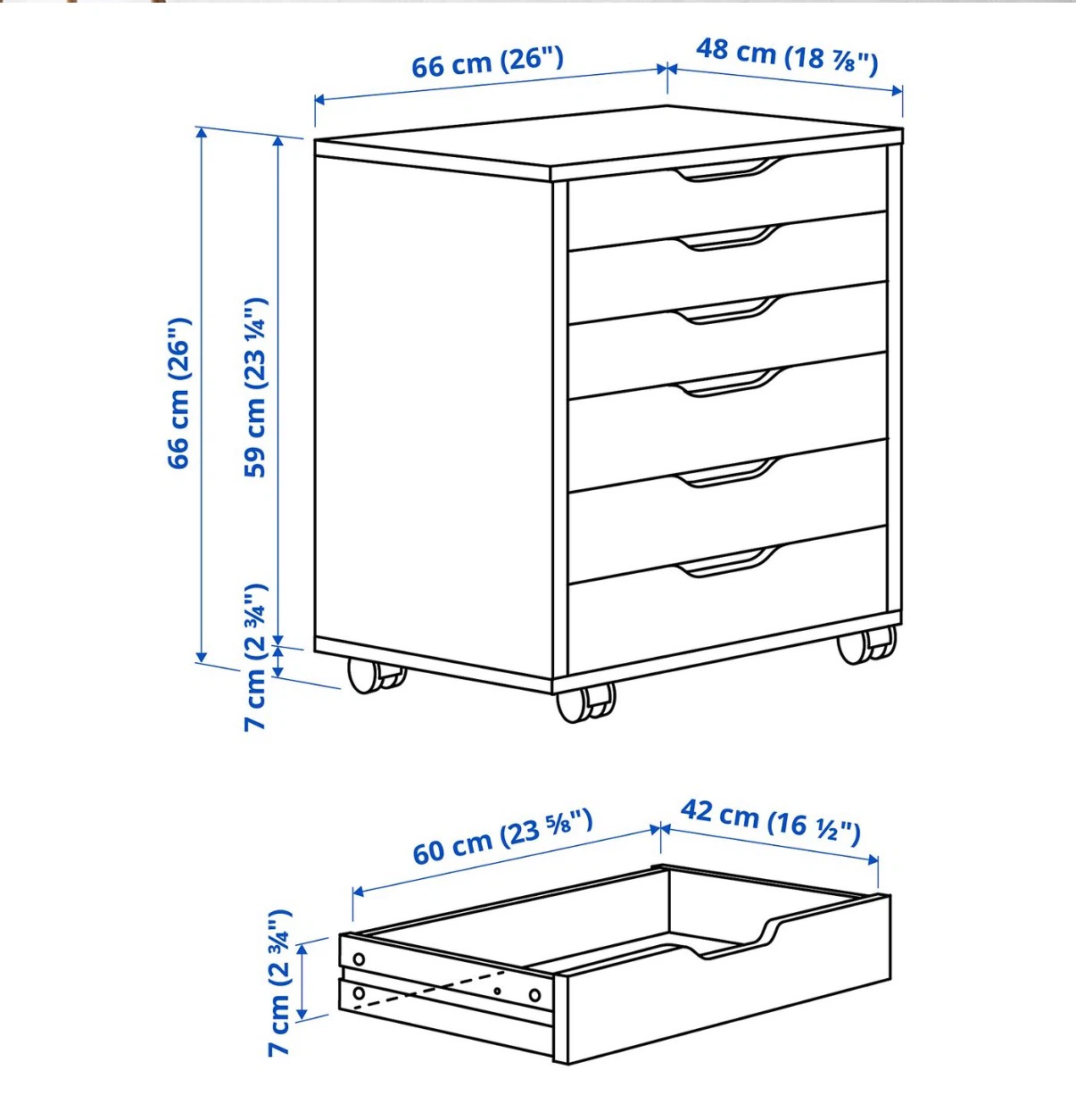 NEW in box IKEA ALEX Drawer Unit on Casters (White) - photo 2