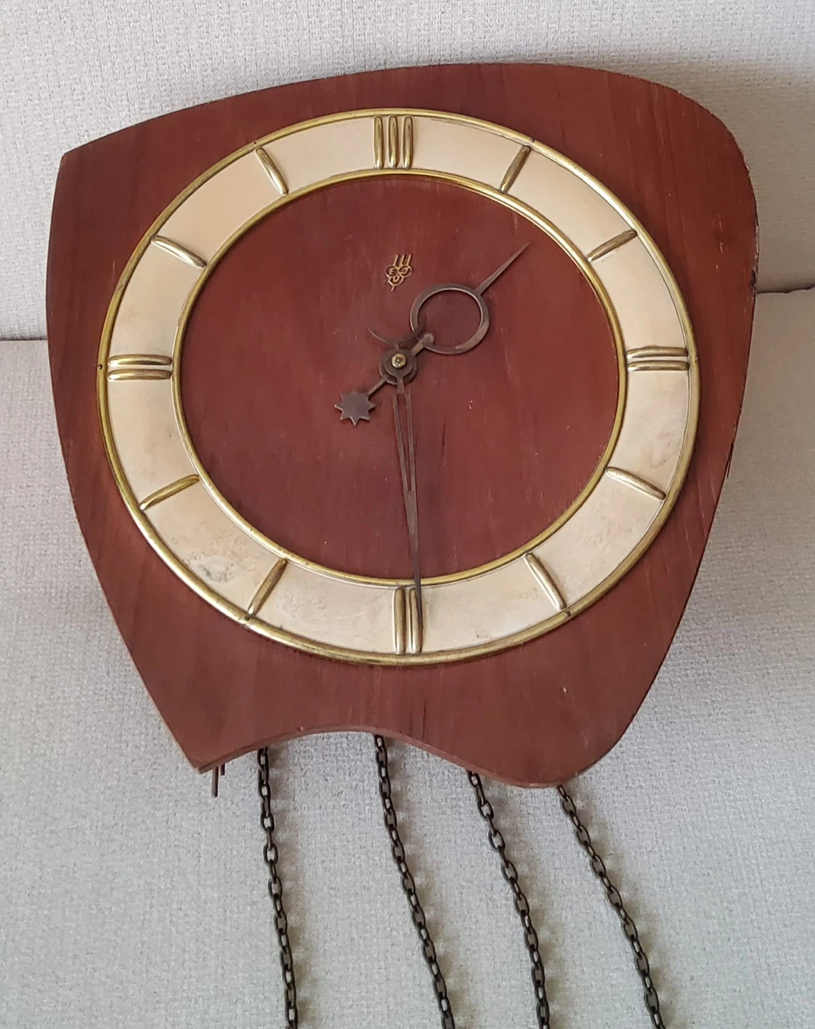 MCM teak pendulum wall clock