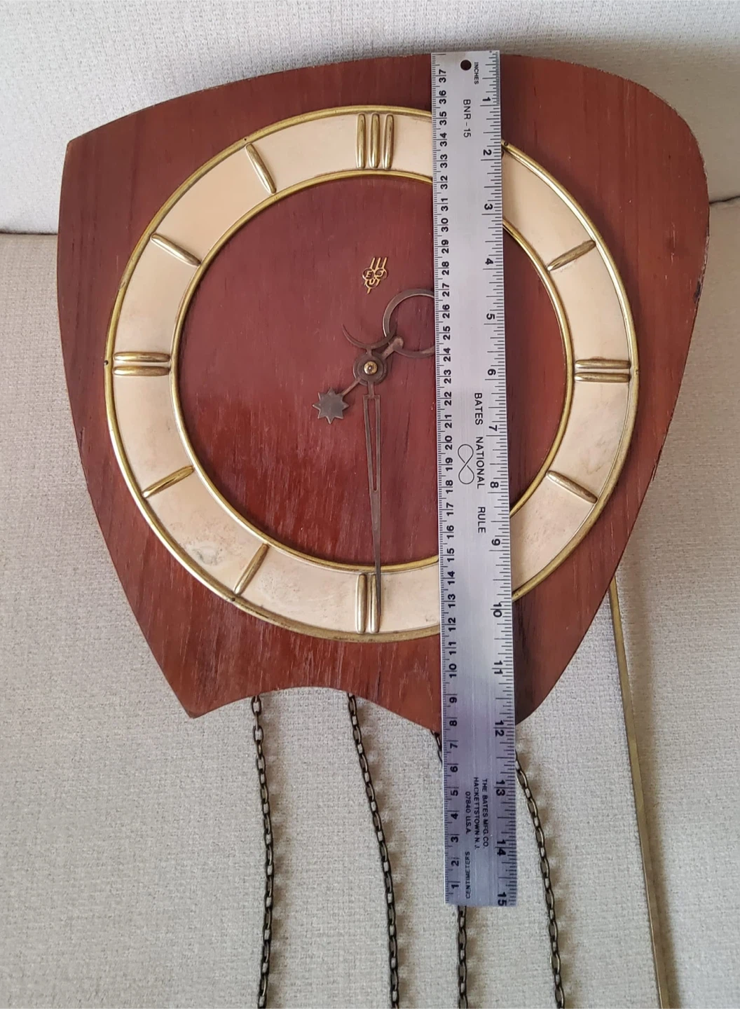 MCM teak pendulum wall clock - photo 2