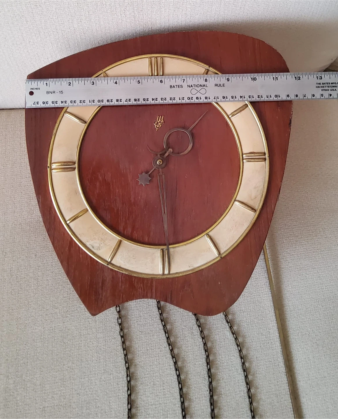 MCM teak pendulum wall clock - photo 3