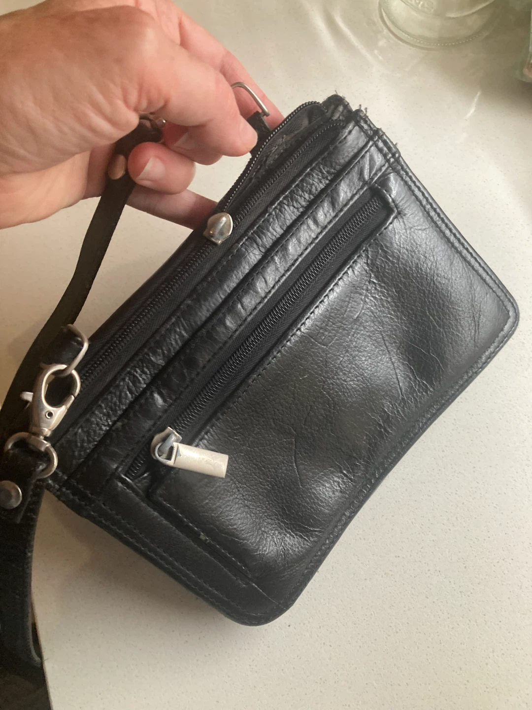 Black Leather Crossbody Wallet Purse - photo 2