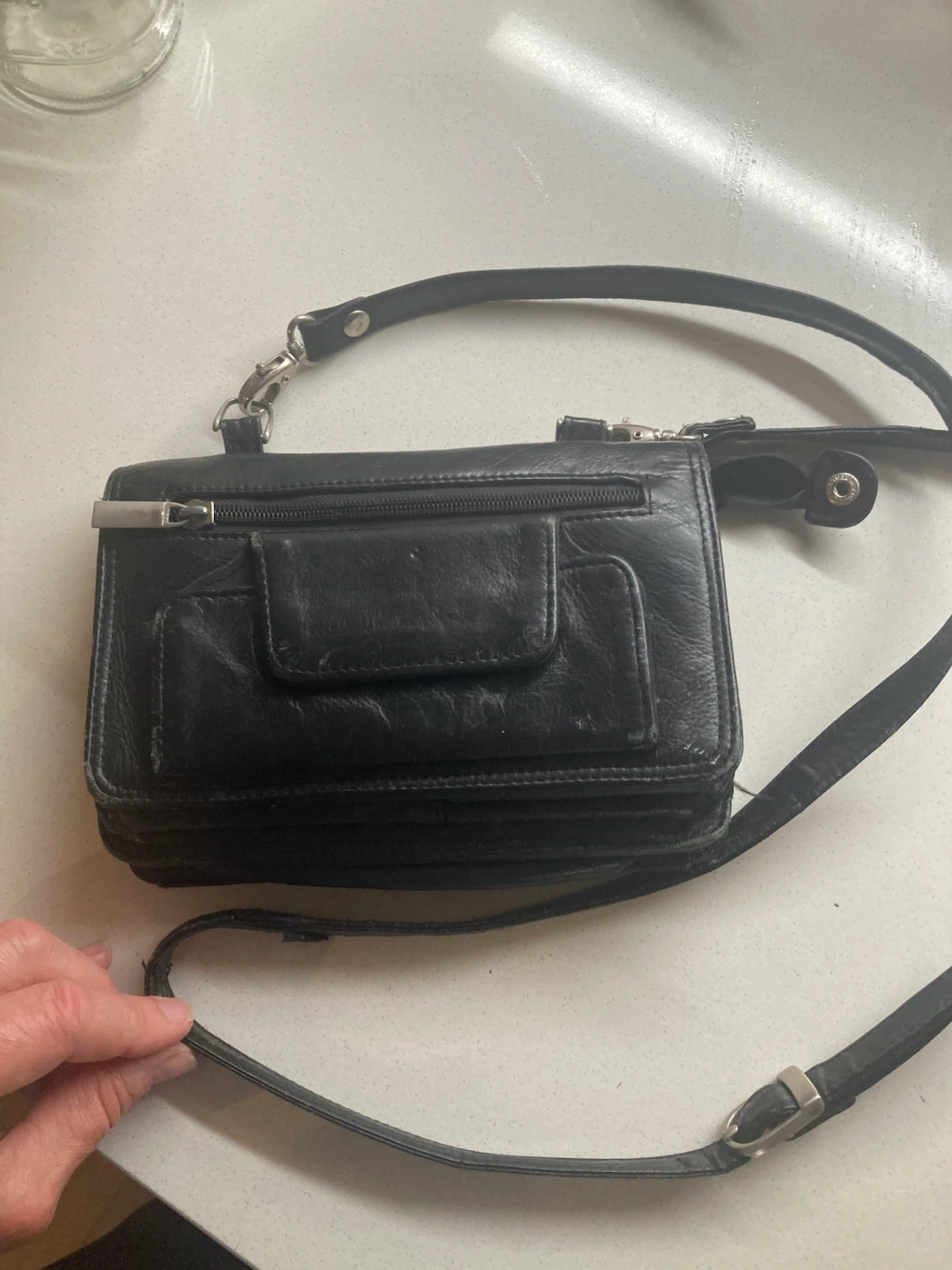 Black Leather Crossbody Wallet Purse - photo 4