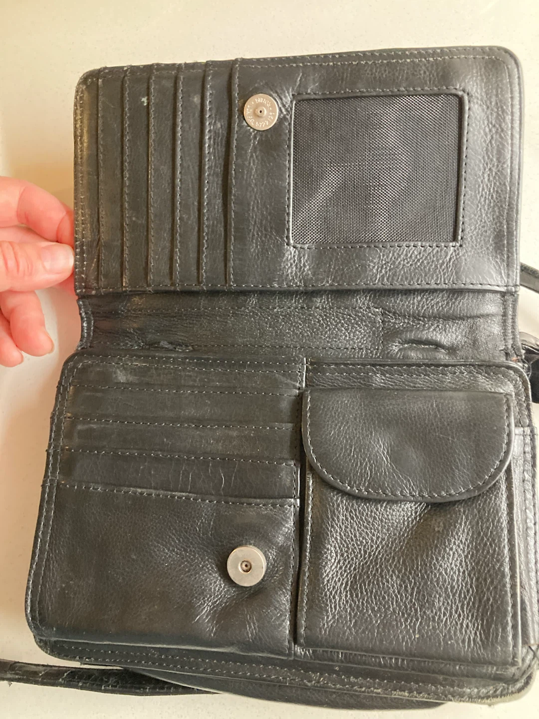 Black Leather Crossbody Wallet Purse - photo 5