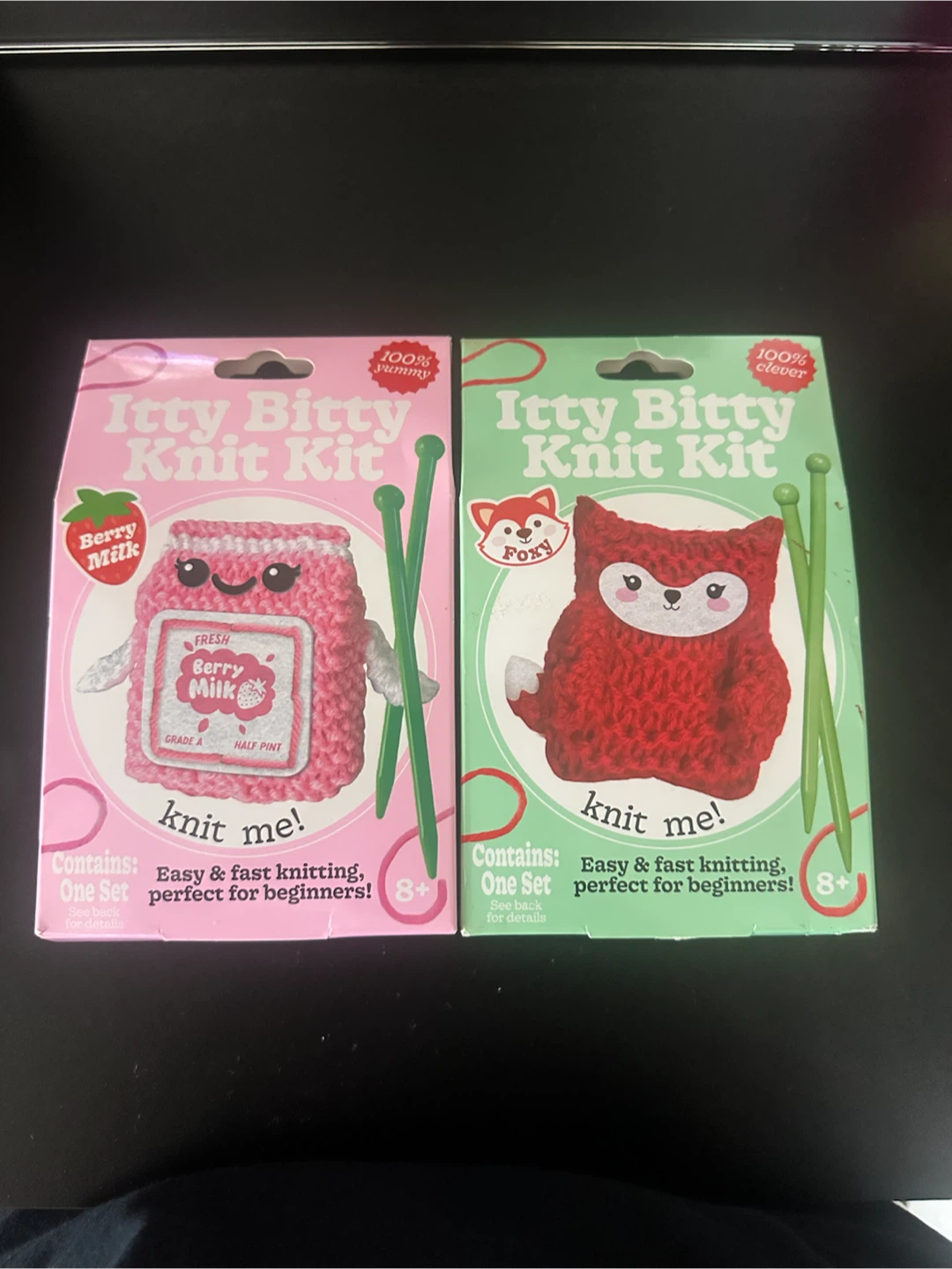 Bright Stripes Itty Bitty Knit Kit - Strawberry & Foxy