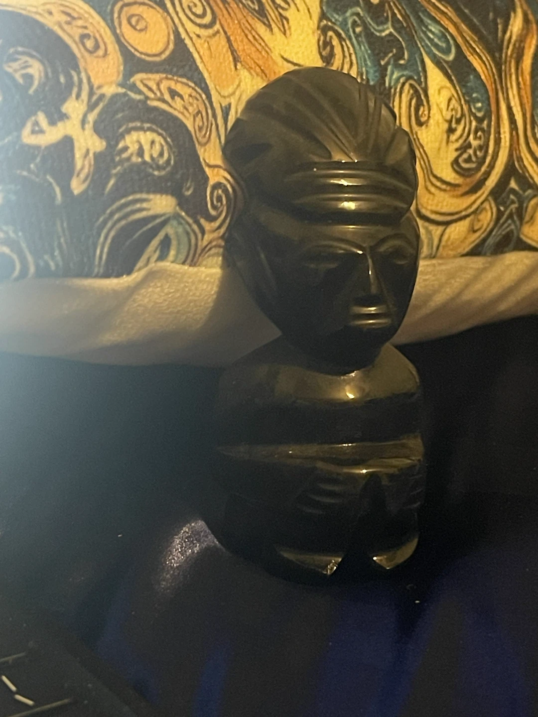 Black Obsidian Carved Aztec Mayan Statue - photo 2
