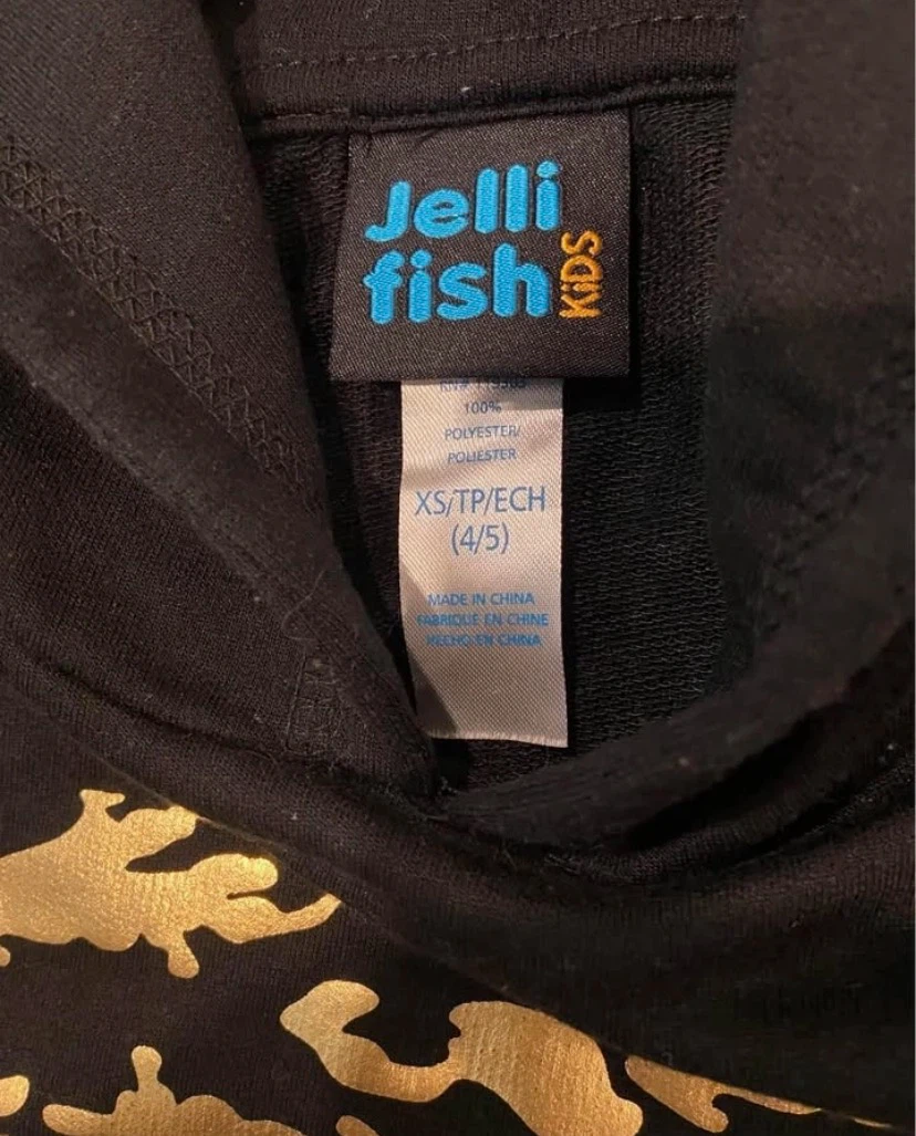 🏈 EUC Jellifish Kids black hoodie with gold camo print - photo 3