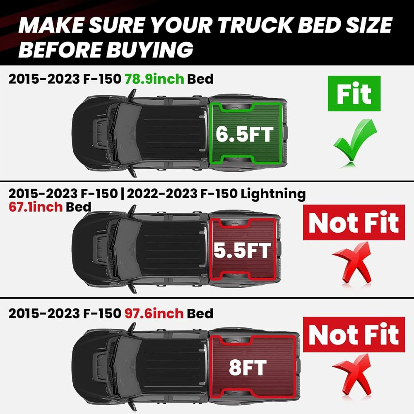 LASFIT Bed Liner for Ford F-150 - New 2015 - 2023 - photo 2