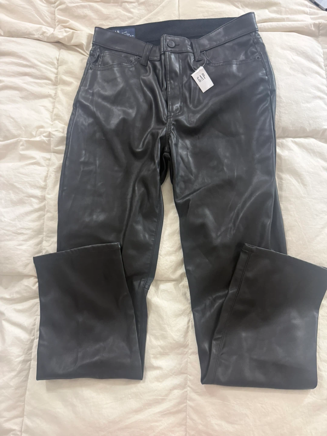 🏈 Gap High Rise Vintage Slim Faux Leather Pants 10/30R