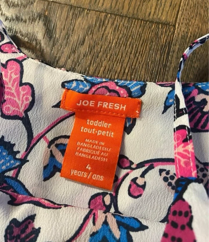 🏈 LIKE NEW Joe Fresh Toddler Floral Tank Top 4 yrs - photo 2