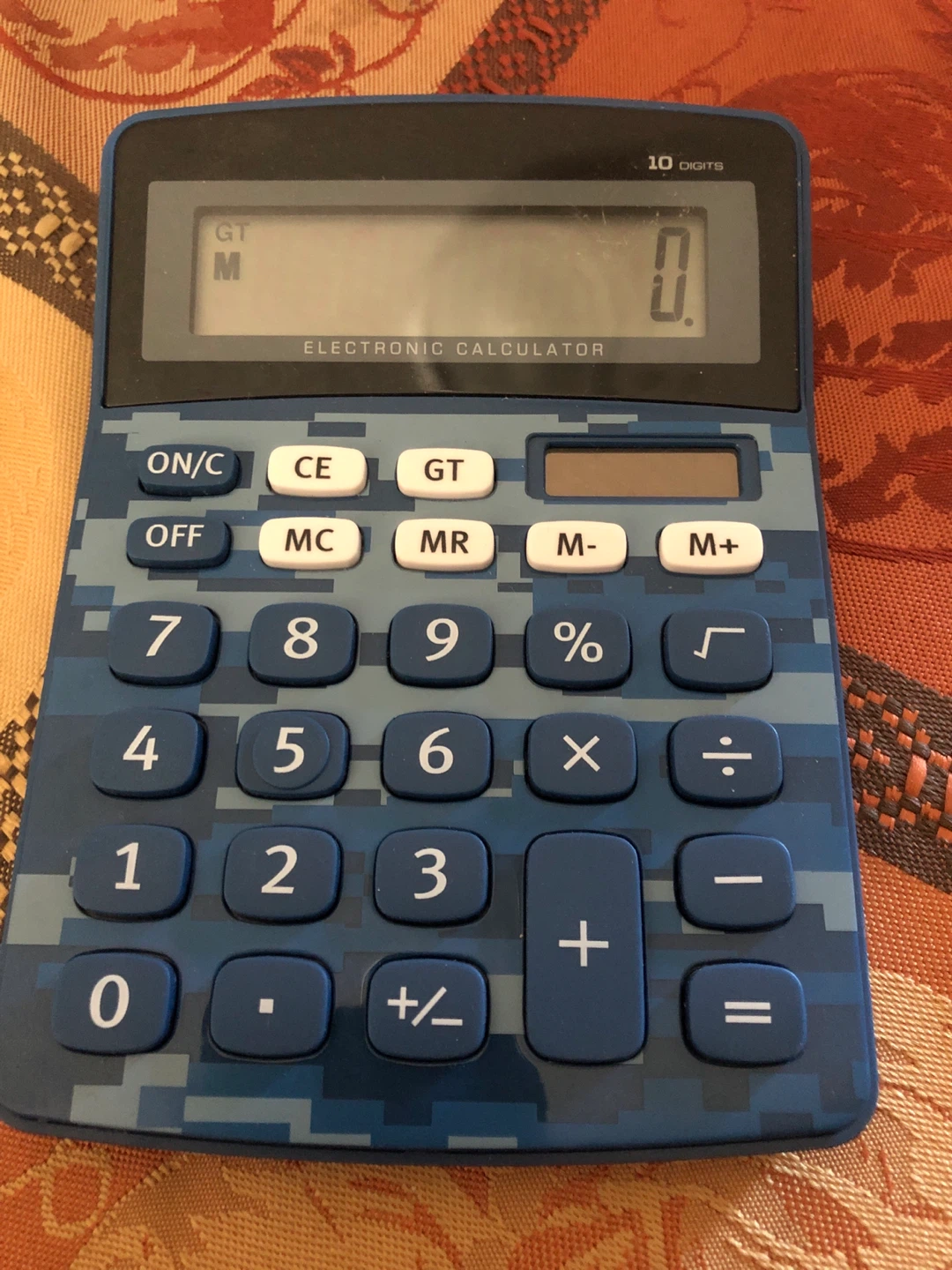 Blue Camo 10-Digit Electronic Calculator 🏈