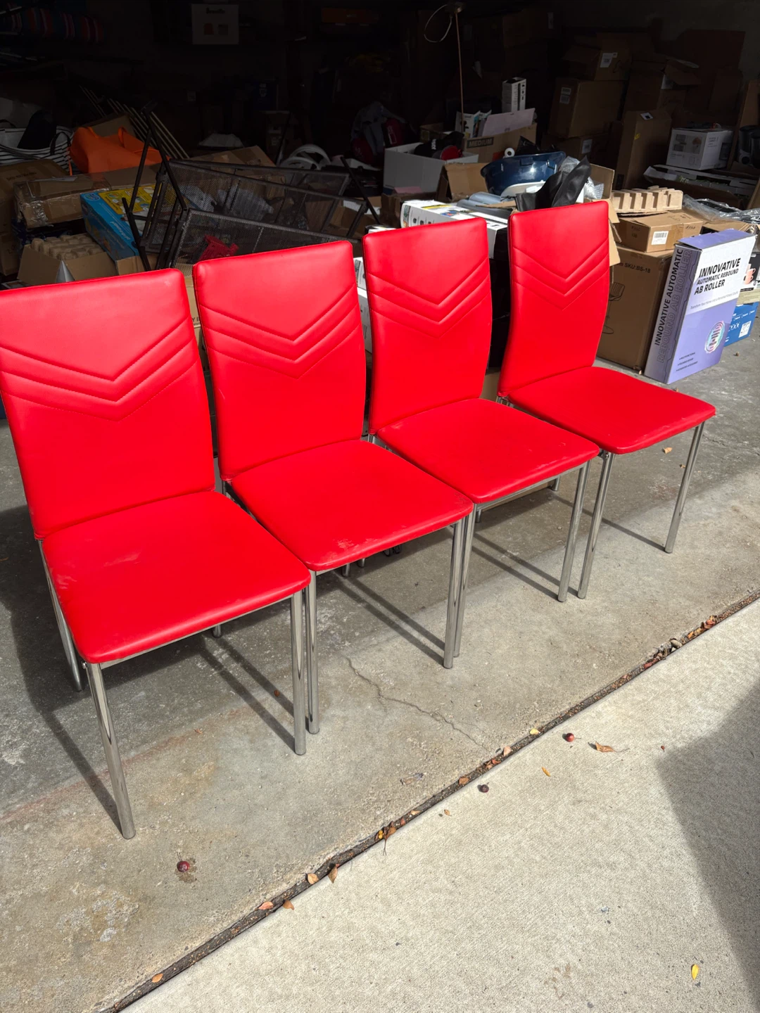 Set of 4 Red Dining Chairs