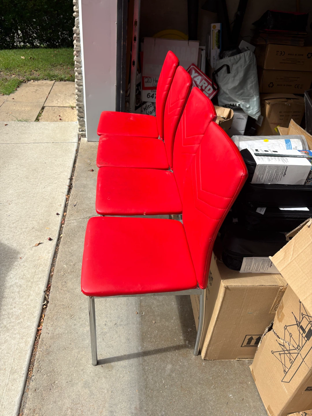 Set of 4 Red Dining Chairs - photo 2
