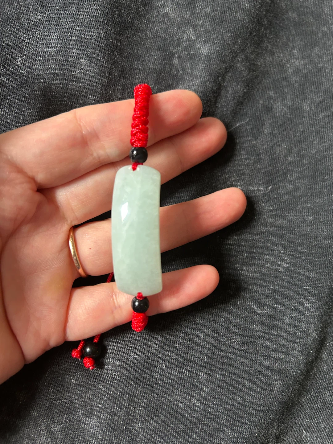Natural Jadeite Jade Bracelet - Adjustable Red Cord - photo 3