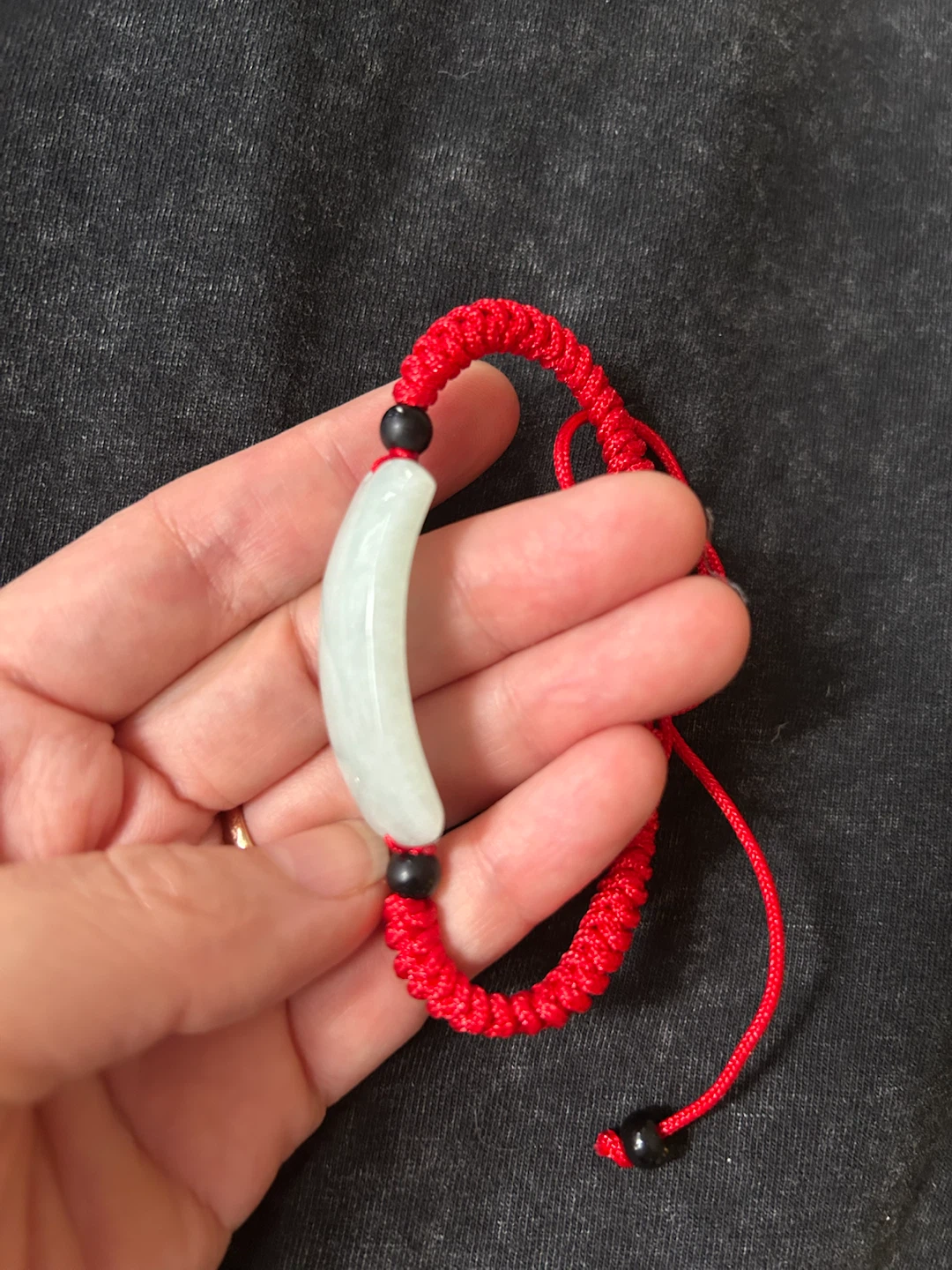 Natural Jadeite Jade Bracelet - Adjustable Red Cord - photo 4