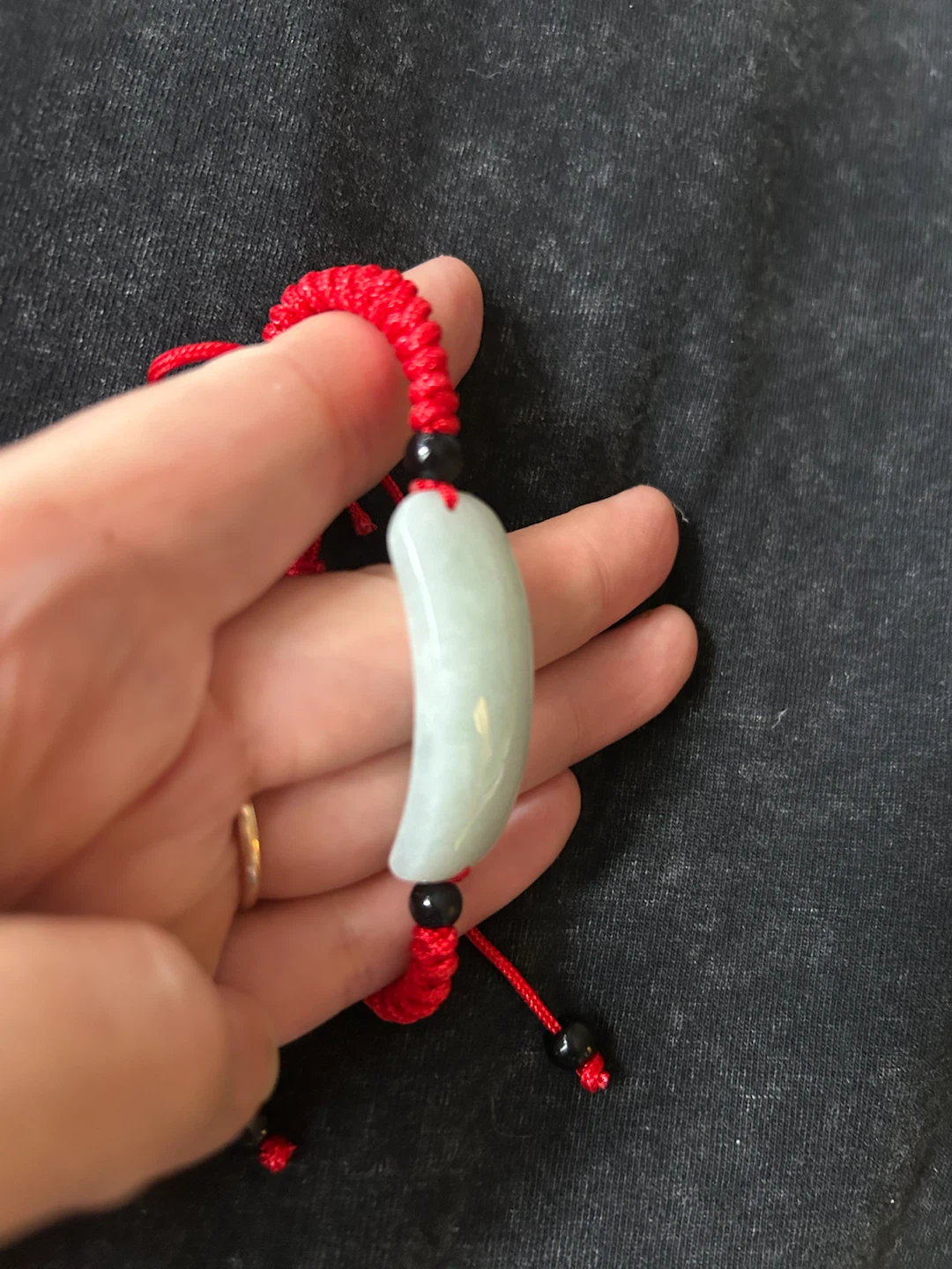 Natural Jadeite Jade Bracelet - Adjustable Red Cord - photo 5