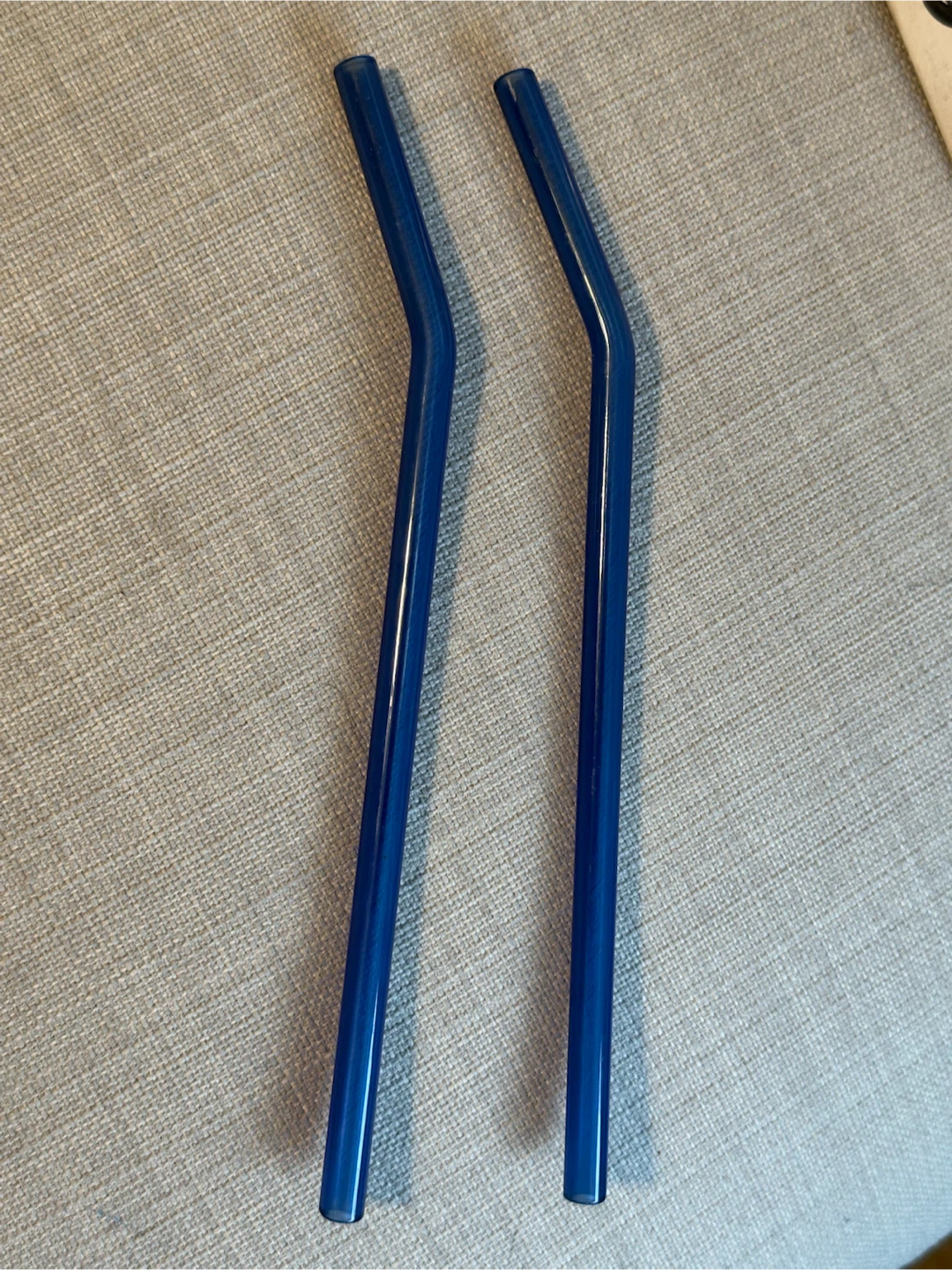 Set of Two Blue Glass Bent Straws 🏈