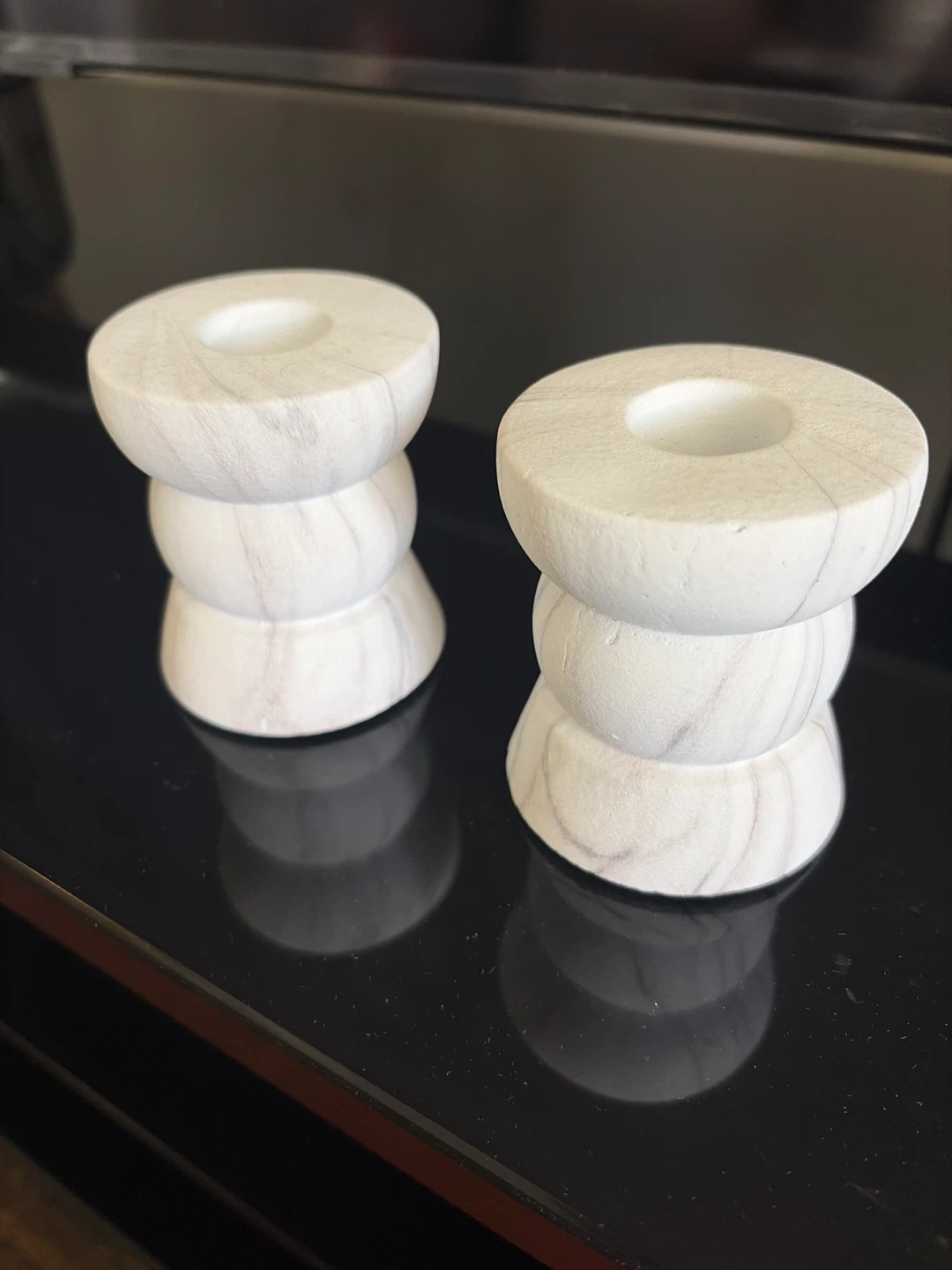 🏈  Set of Two Marble Candle Holders