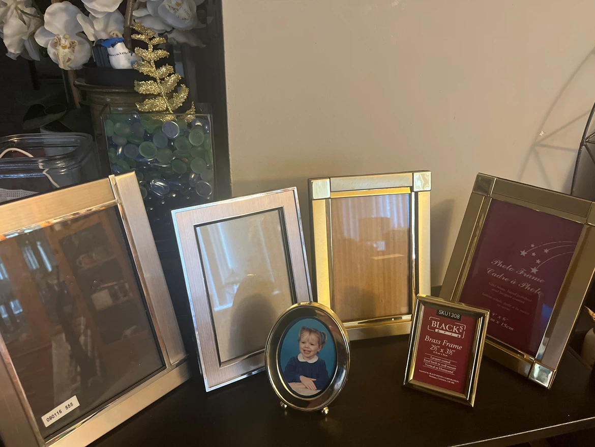 Set of 5 Assorted Brass and Metal Picture Frames