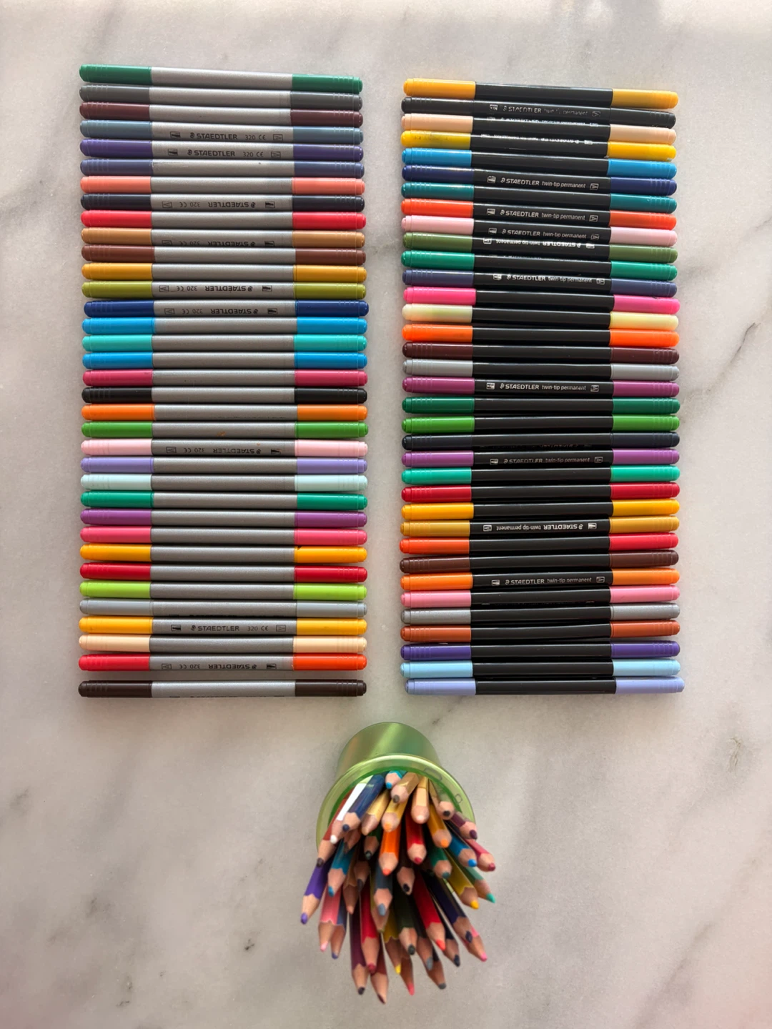 Staedtler Twin-Tip Markers and Bruynzeel Coloured Pencils