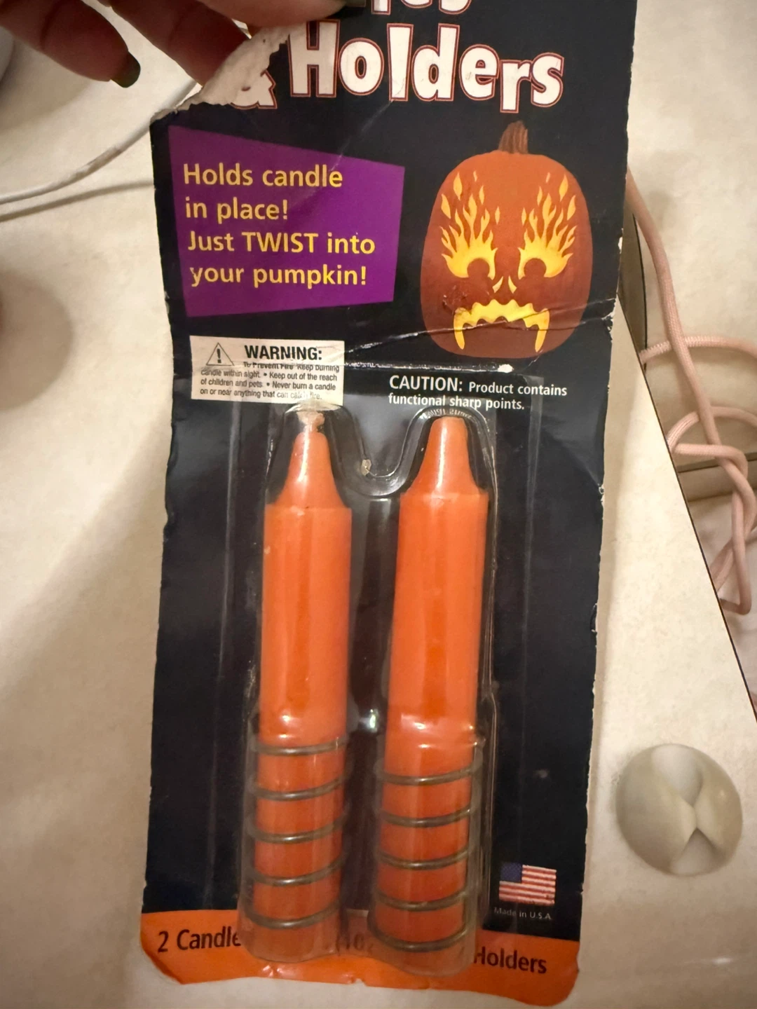 🏈2 Halloween Pumpkin Candle Holders