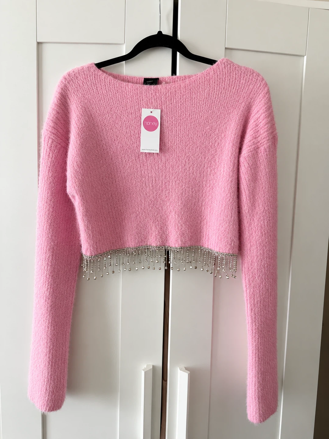 Pink Fuzzy Fringe Sweater