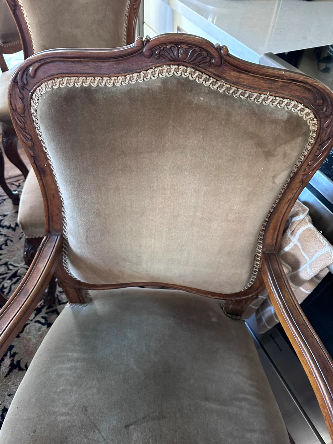 Set of 6 French Walnut  Style Dining Chairs - photo 2