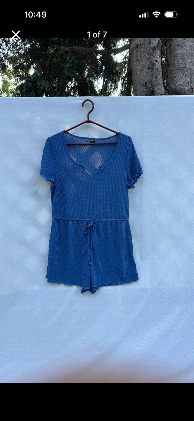 SHEIN Waffle Knit Shorts Romper