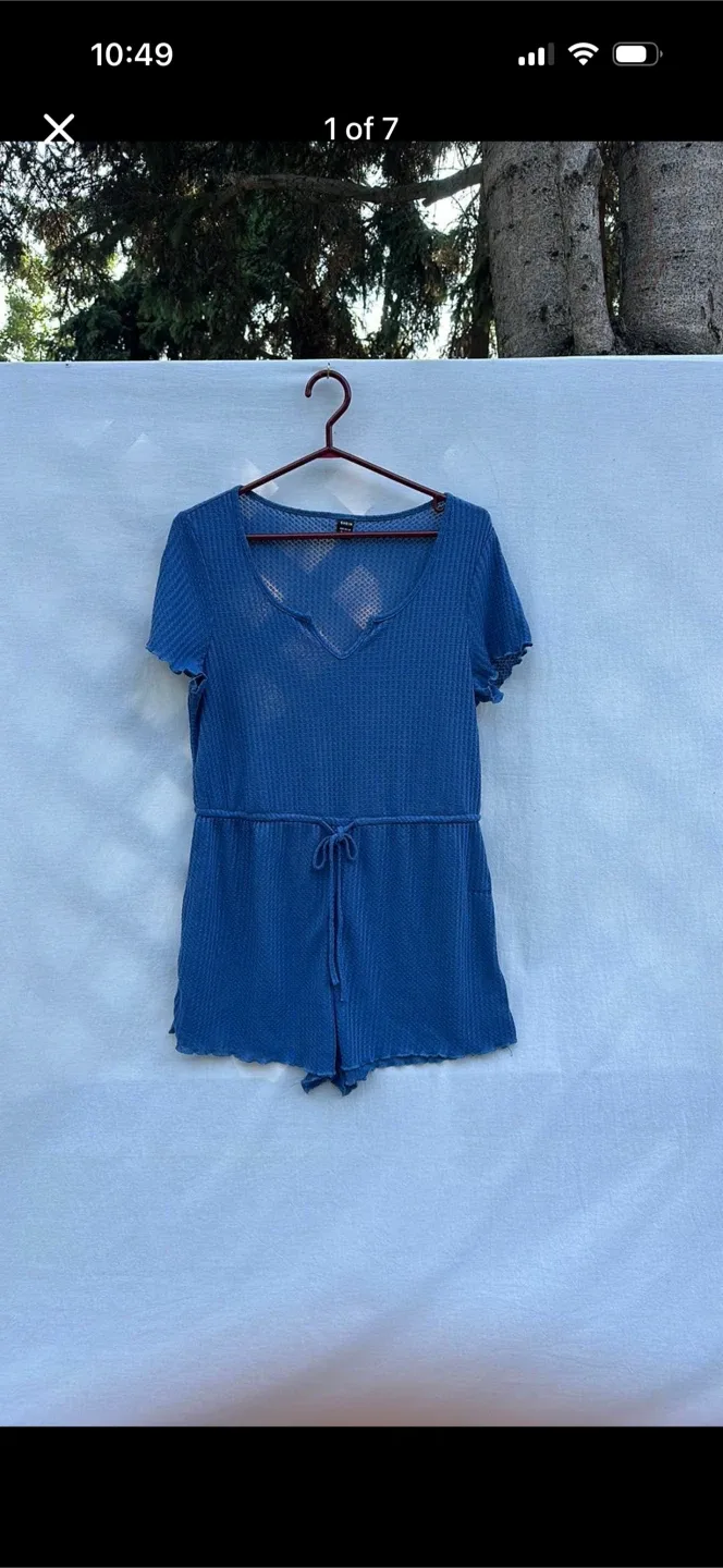 SHEIN Waffle Knit Shorts Romper