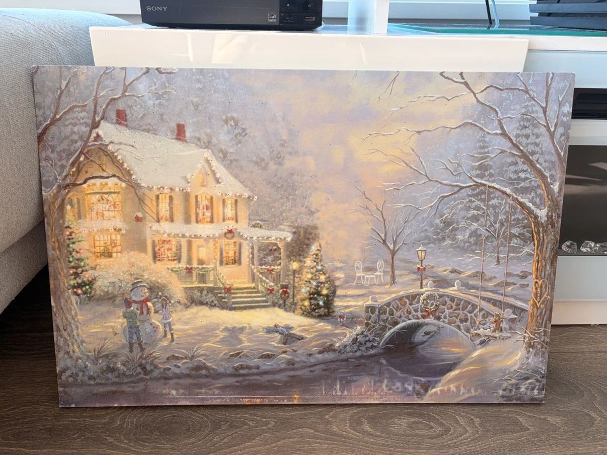 Lighted Christmas Village Painting