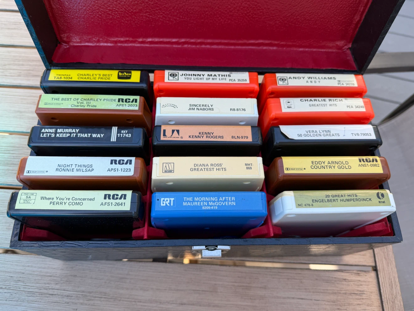 Vintage 8-Track Tape Collection with Storage Case