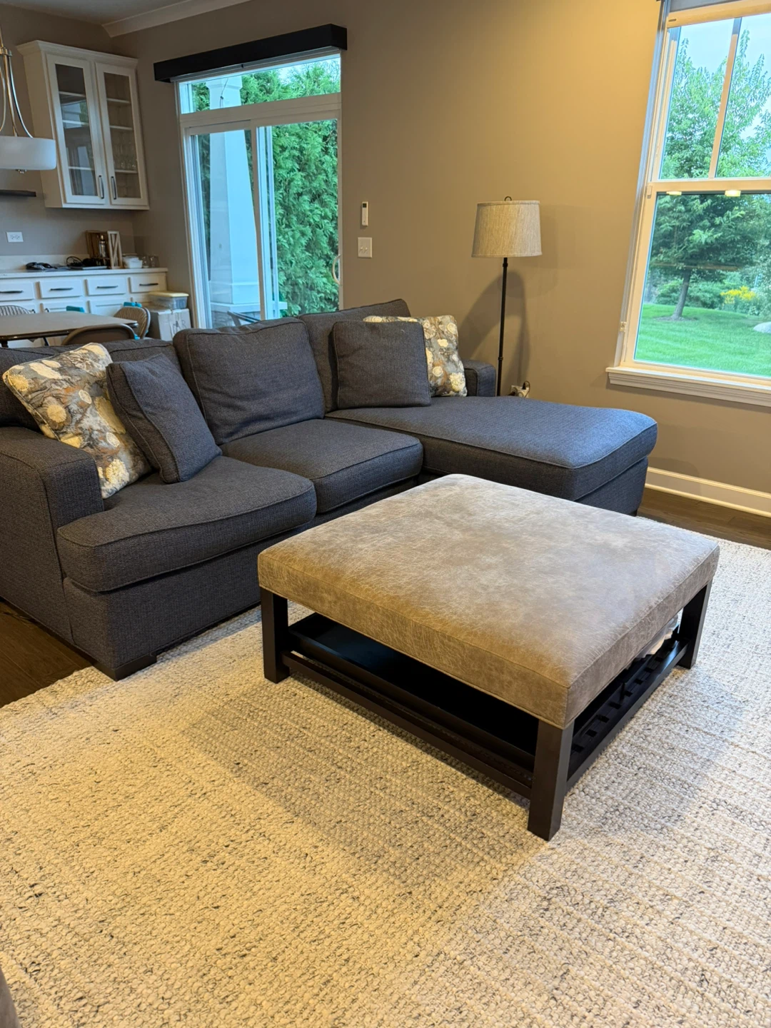 Blue Sectional Sofa with Ottoman - photo 2
