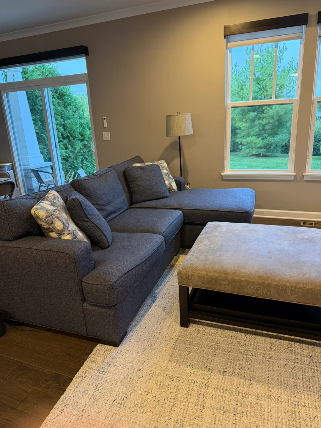 Blue Sectional Sofa with Ottoman - photo 3