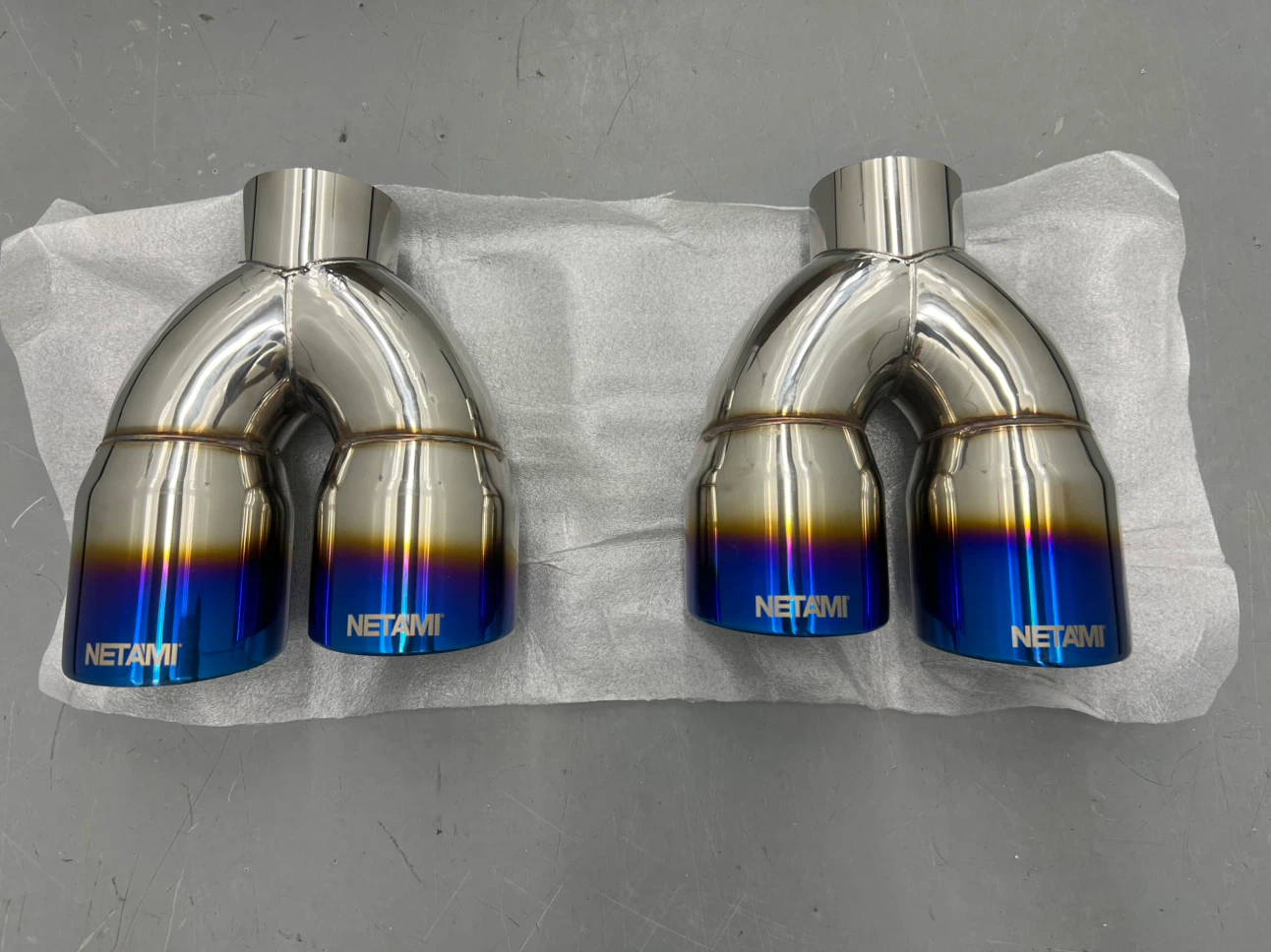 NETAMI Dual Exhaust Tips 2.25" Inlet to 3" Burnt Blue Outlets - photo 4