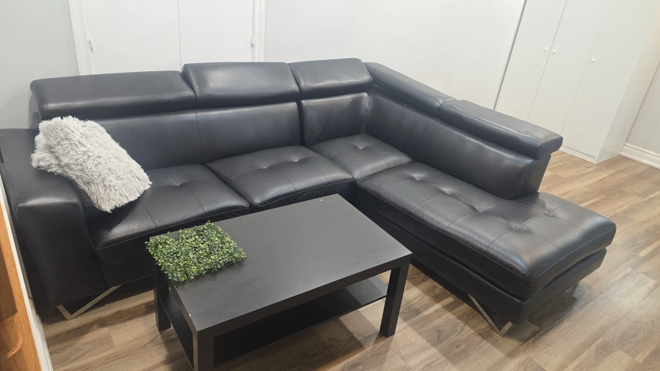 Black Sectional Sofa with Chaise - photo 2