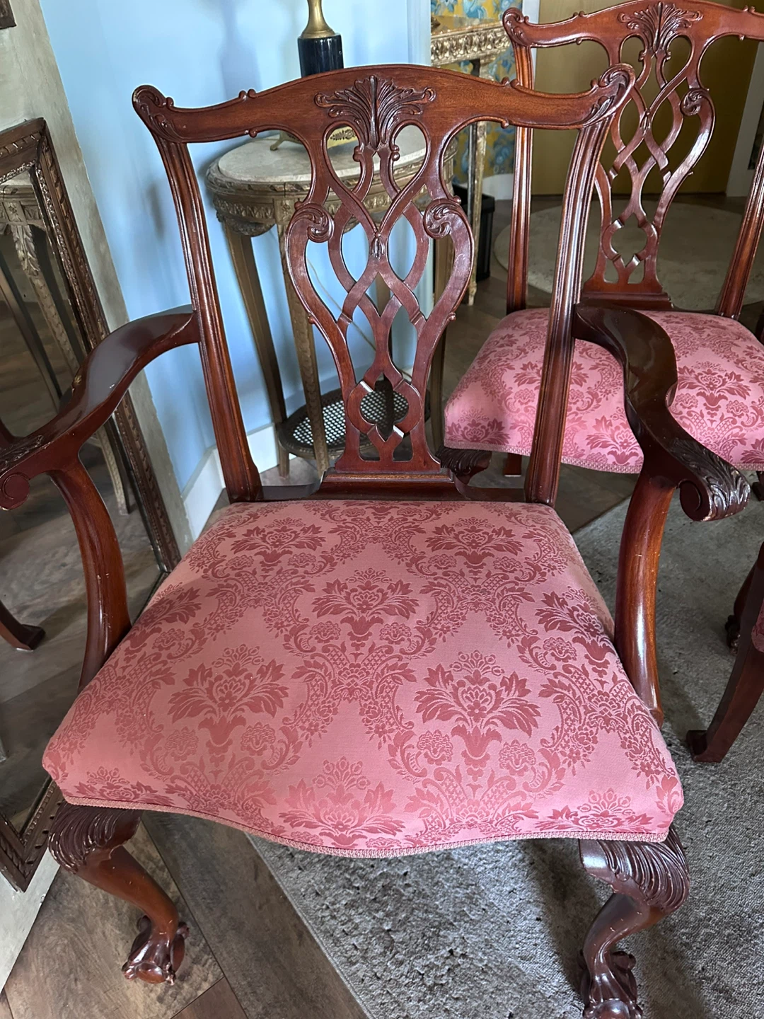Set of 4 Mahogany Chippendale Style Dining Chairs