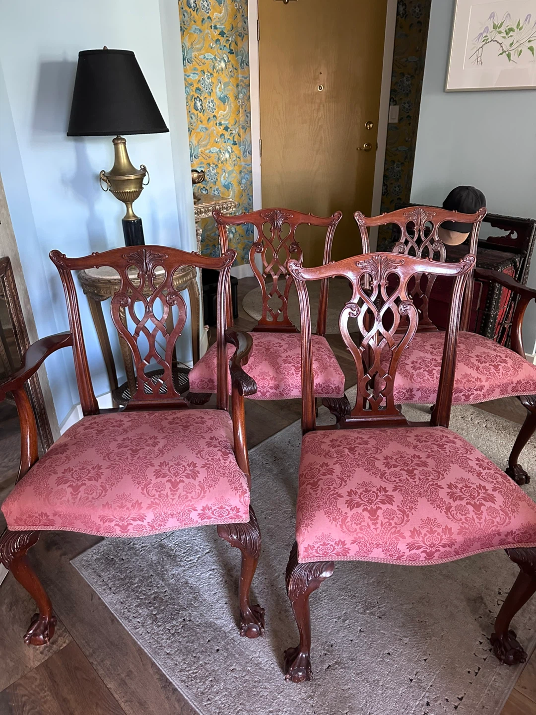 Set of 4 Mahogany Chippendale Style Dining Chairs - photo 2