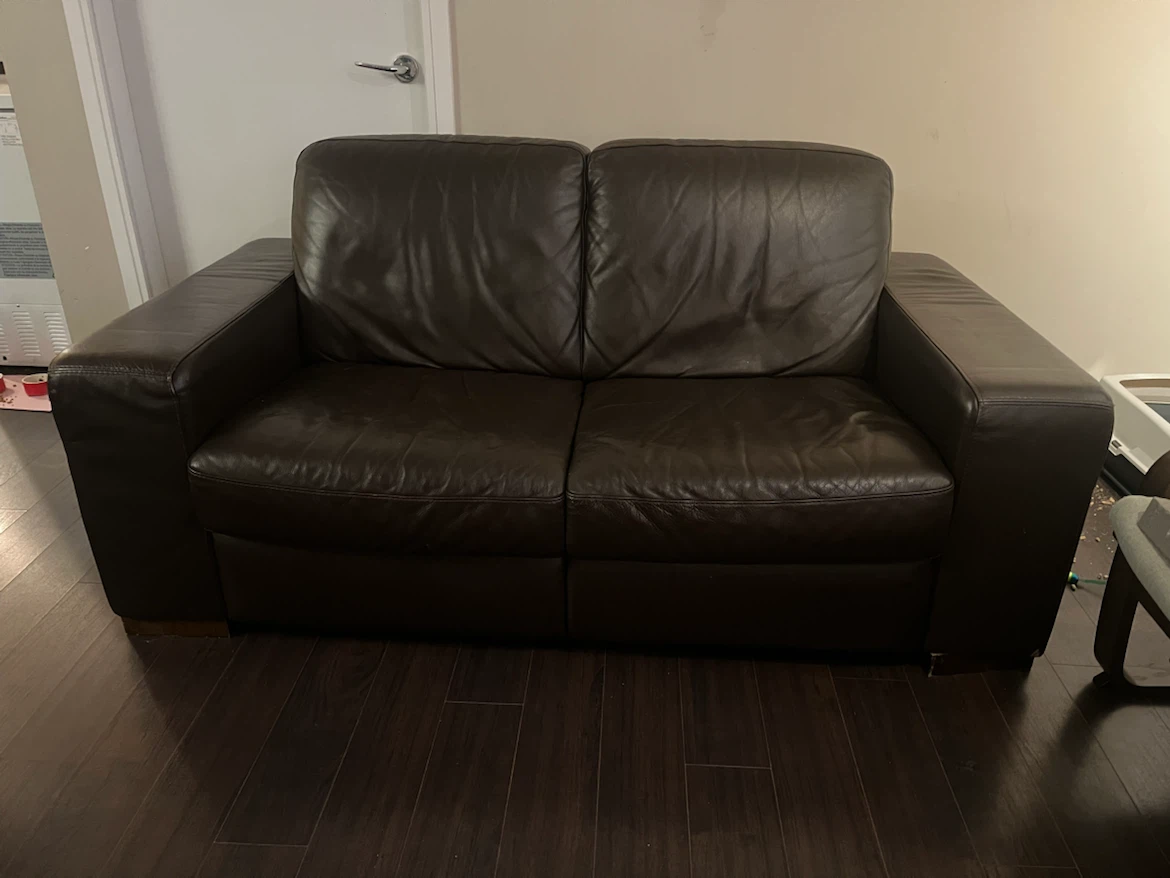 Dark Brown Leather Two-Seater Sofa