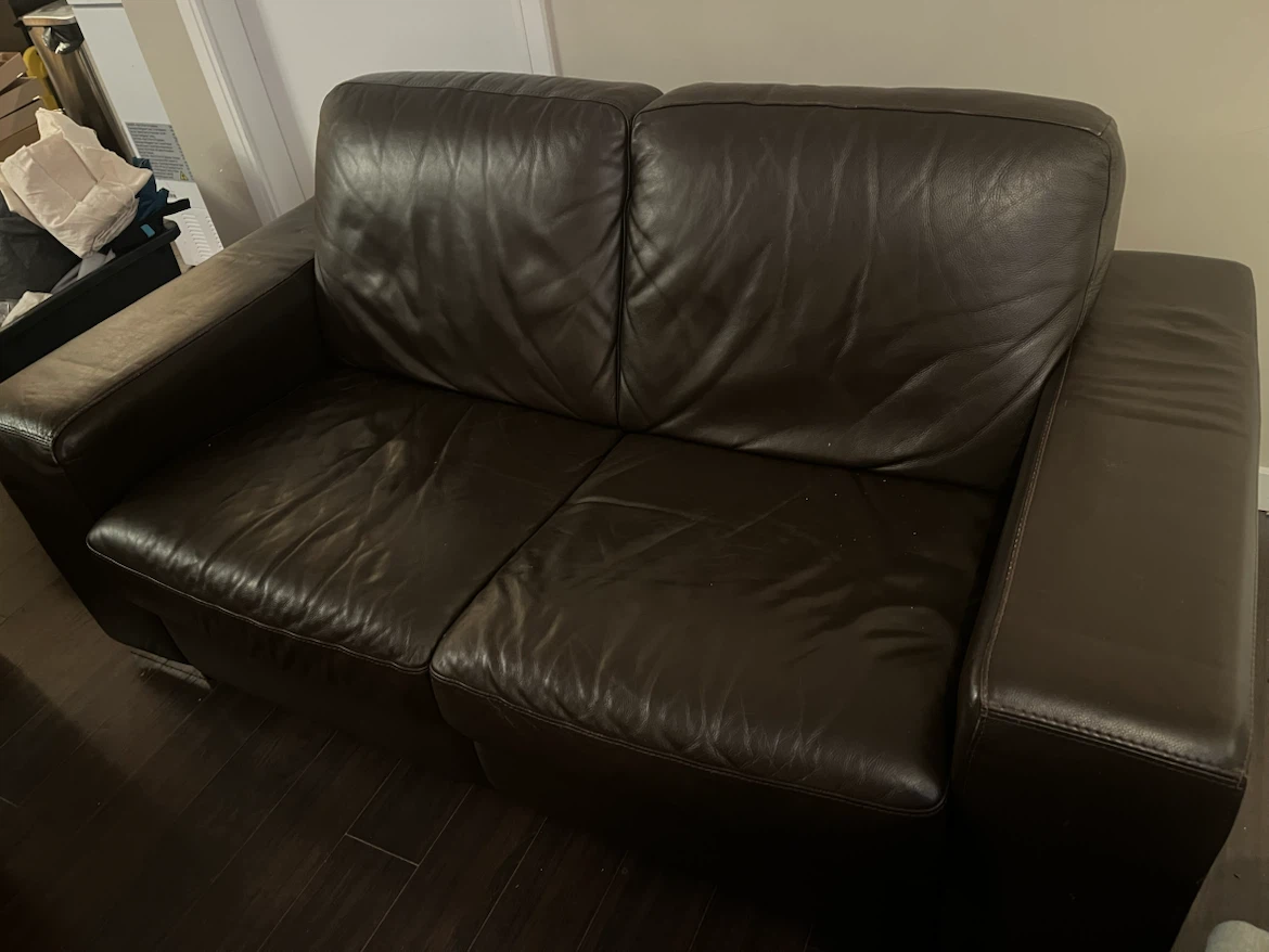 Dark Brown Leather Two-Seater Sofa - photo 2