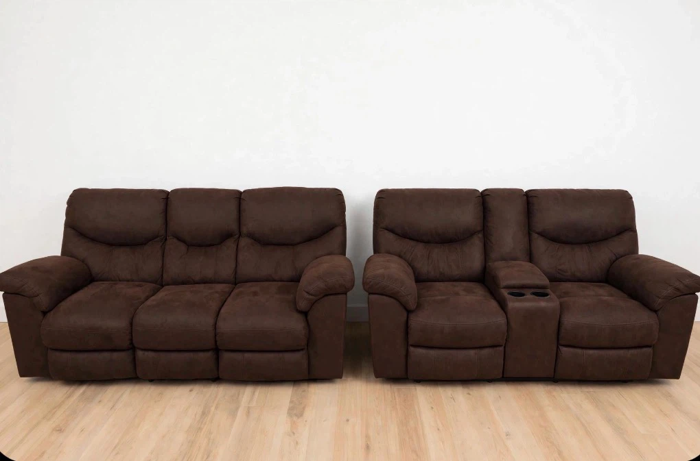 Brown Reclining Sofa and Loveseat Set
