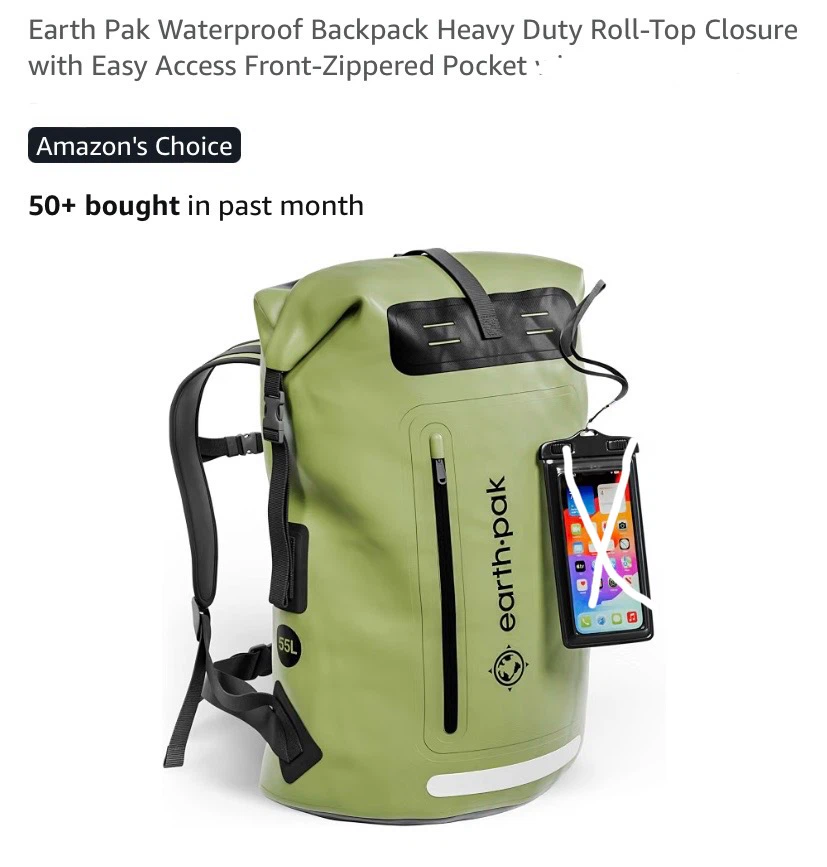 New Earth Pak 55L Waterproof Dry Bag Backpack