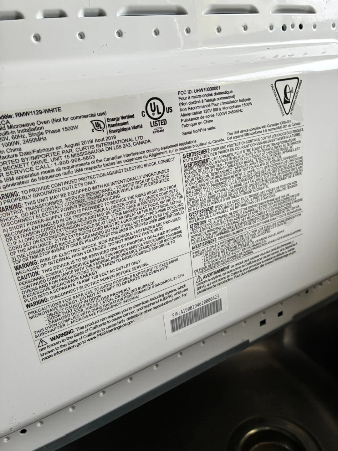 RCA Microwave Oven RMW1129-WHITE - photo 2