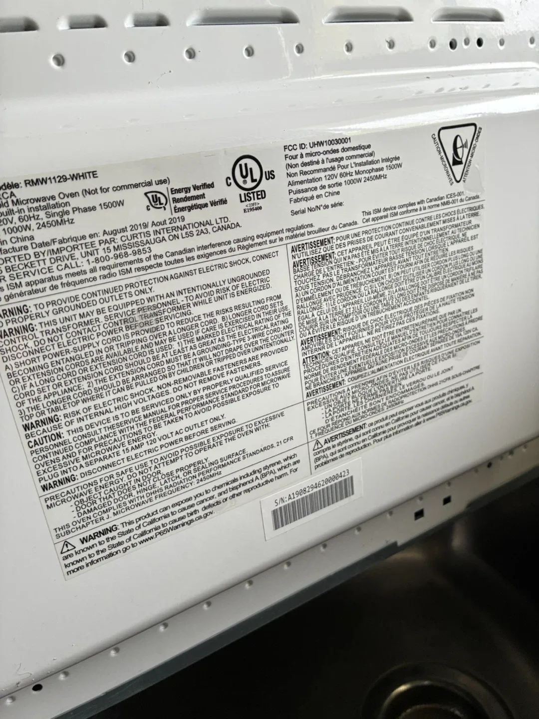 RCA Microwave Oven RMW1129-WHITE - photo 2