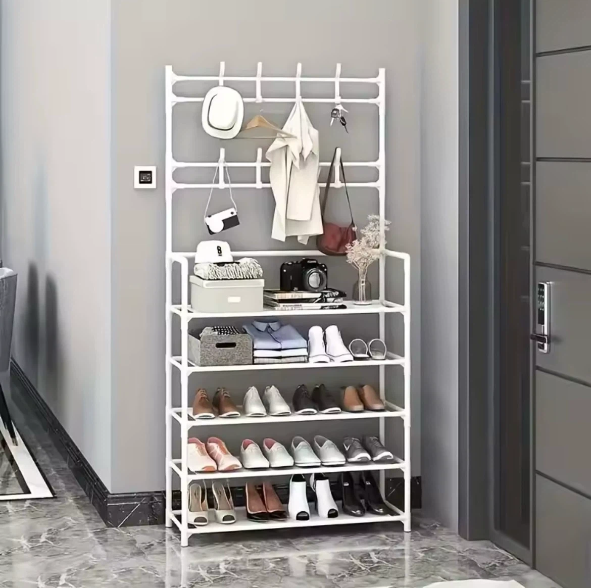 White Coat Rack and Shoe Storage Organizer - photo 2